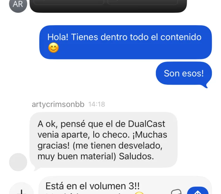 DM: «Pensaba que el de DualCast venía aparte, lo miro. ¡Muchas gracias! Me tenéis desvelado, muy buen material.» (Está en el volumen 3.)