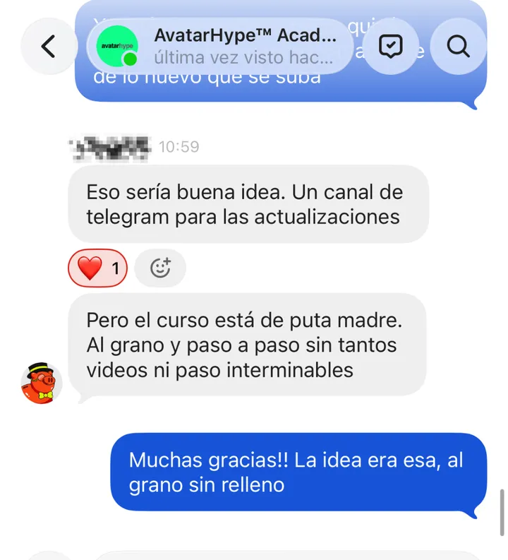 DM: «El curso está de puta madre. Al grano y paso a paso, sin tantos vídeos ni pasos interminables.»